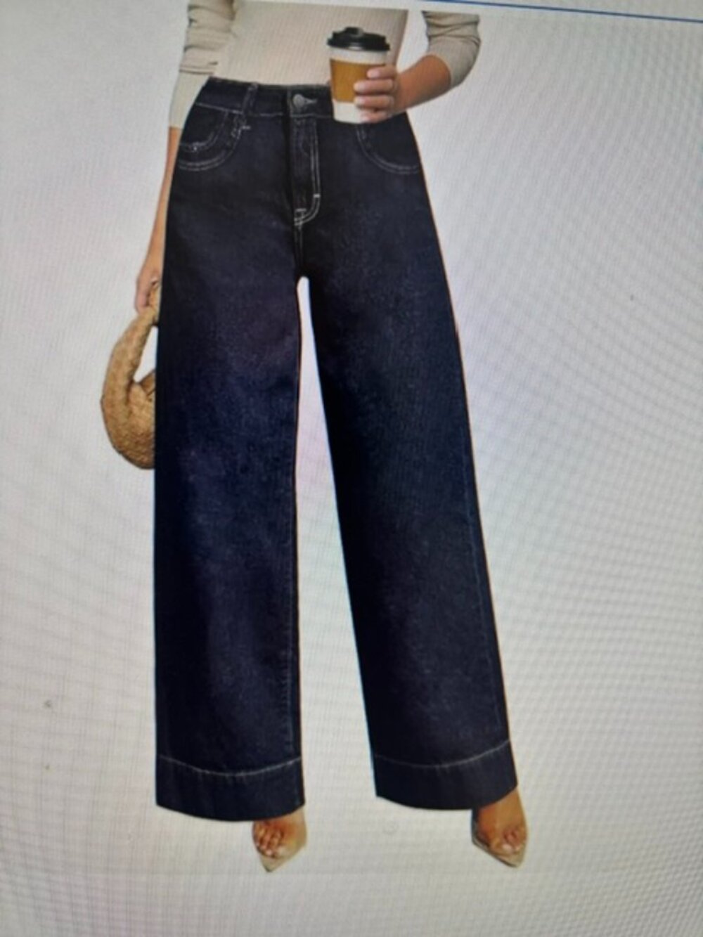 Women's High Waisted Wide Leg Jeans - Stretchy  Denim Pants